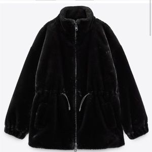 Zara faux fur black jacket. Size S. Like new condition